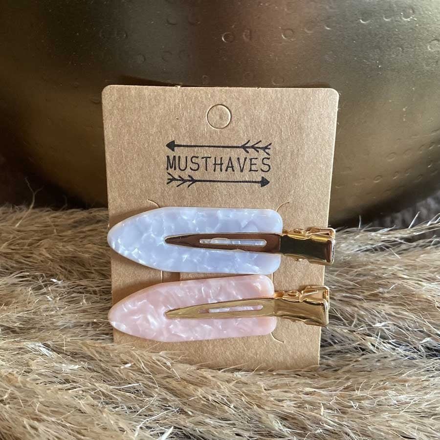 Haarclip Set Marble Grey/Pink 6cm - Koosvanderbeek.nl - koosvanderbeek - Haarmode