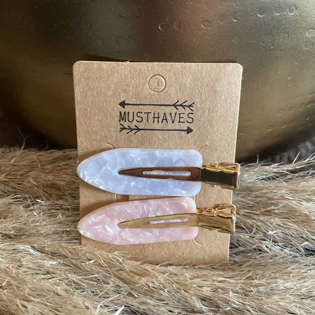 Haarclip Set Marble Grey/Pink 6cm - Koosvanderbeek.nl - koosvanderbeek - Haarmode
