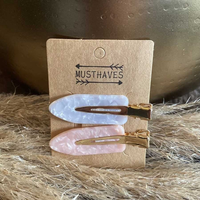Haarclip Set Marble Grey/Pink 6cm - Koosvanderbeek.nl - koosvanderbeek - Haarmode