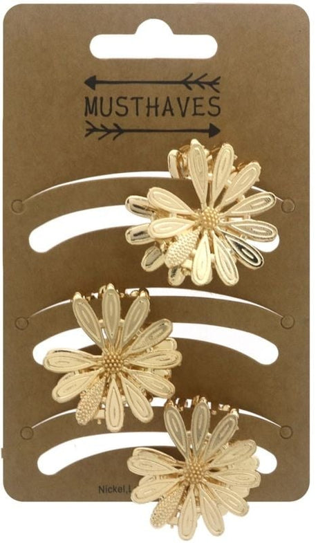 Haarklem flower gold small 3cm - Koosvanderbeek.nl - koosvanderbeek - Haarmode