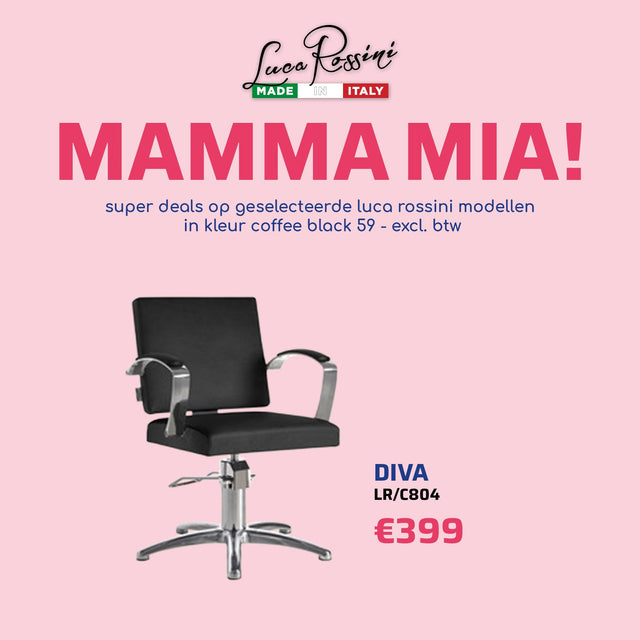 Luca Rossini Kappersstoel Diva Zwart - MAMMA MIA - KOOS • alles voor je haar