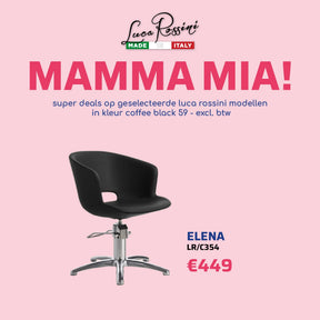 Luca Rossini Kappersstoel Elena Zwart - MAMMA MIA - KOOS • alles voor je haar