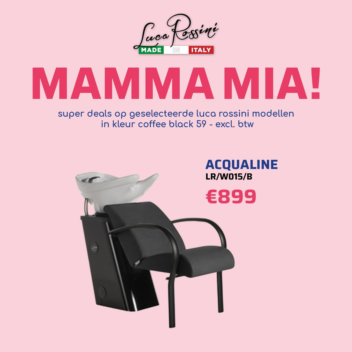 Luca Rossini Wasunit Acqualine Zwart - MAMMA MIA - KOOS • alles voor je haar