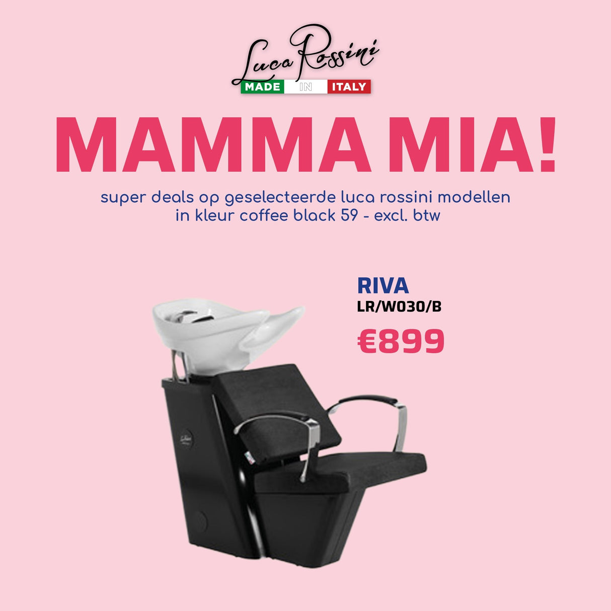 Luca Rossini Wasunit Riva Zwart - MAMMA MIA - KOOS • alles voor je haar