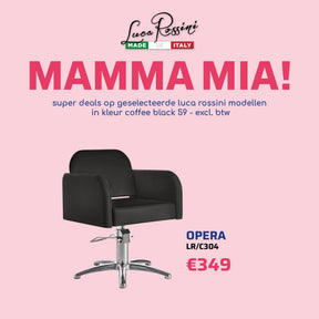 Luca Rossini Kappersstoel Opera Zwart - MAMMA MIA - KOOS • alles voor de kapper - Luca Rossini - Kappersstoel