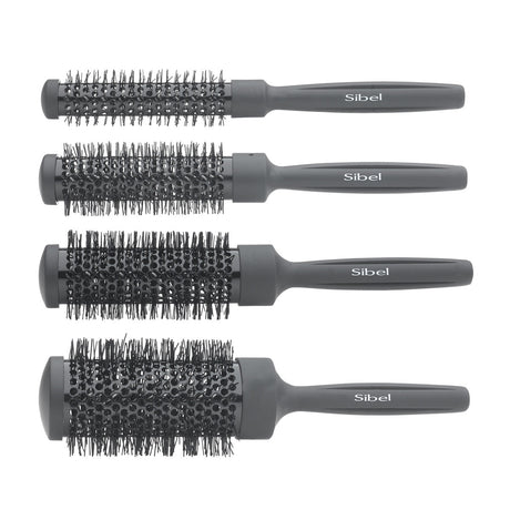 Sibel Set Thermische Borstels Rond Zwart 4st - KOOS • alles voor de kapper - Sibel - Fohnborstels