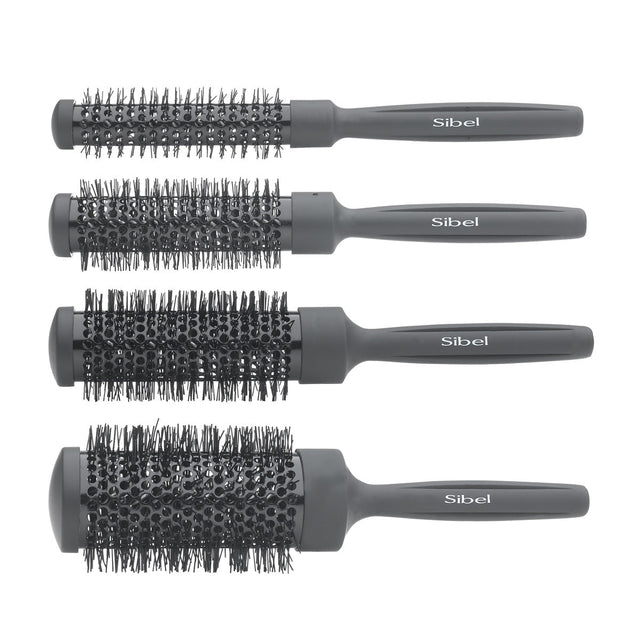 Sibel Set Thermische Borstels Rond Zwart 4st - KOOS • alles voor de kapper - Sibel - Fohnborstels