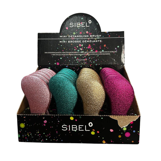 Sibel Xmas Ontwarborstel Mini Glitter Display 24st - KOOS • alles voor de kapper - Sibel - Haarborstels