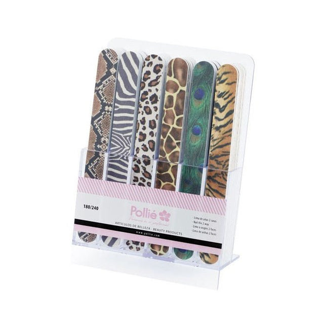 Vijl display 48x 180/240 dierenprint - KOOS • alles voor de kapper - Eurostil - Nagelvijlen